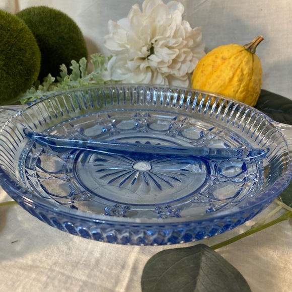 Indiana Glass Blue Divided Relish Dish - Picture 2 of 4